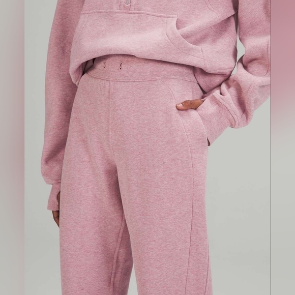 Lululemon Pink Fleece Scuba High Rise Joggers Athleisure Lounge Size 2 - Picture 4 of 14
